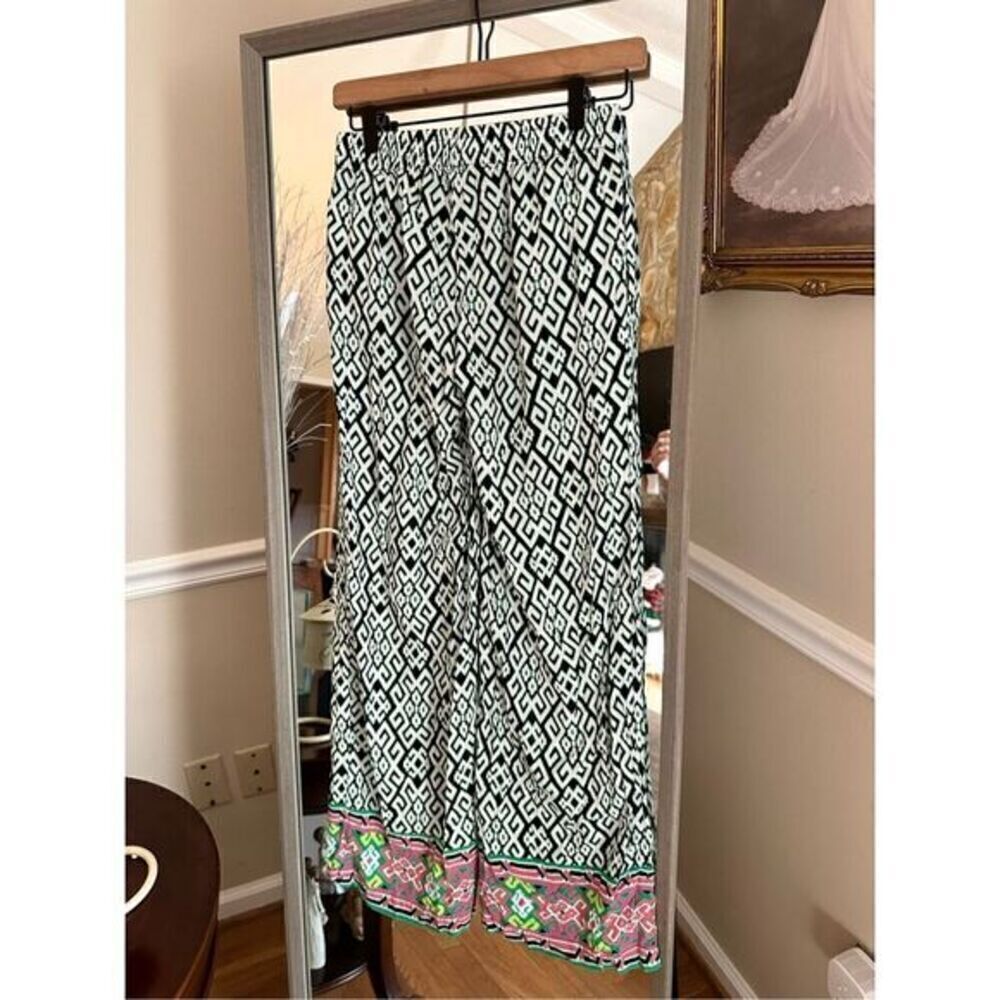 Crown & Ivy Patterned Wide Leg Drawstring Pants XS - Picture 3 of 4
